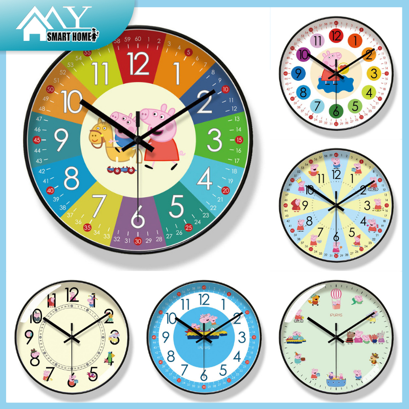 Peppa Pig Wall Clock Educational Clock 35CM Quartz Clock Kids Bedroom ...