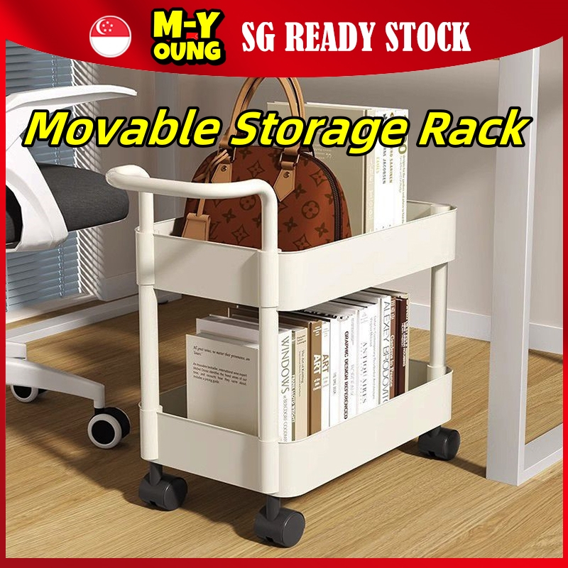 【SG】Book Storage Rack Multi-layer Books Organizer Rack Movable Under ...