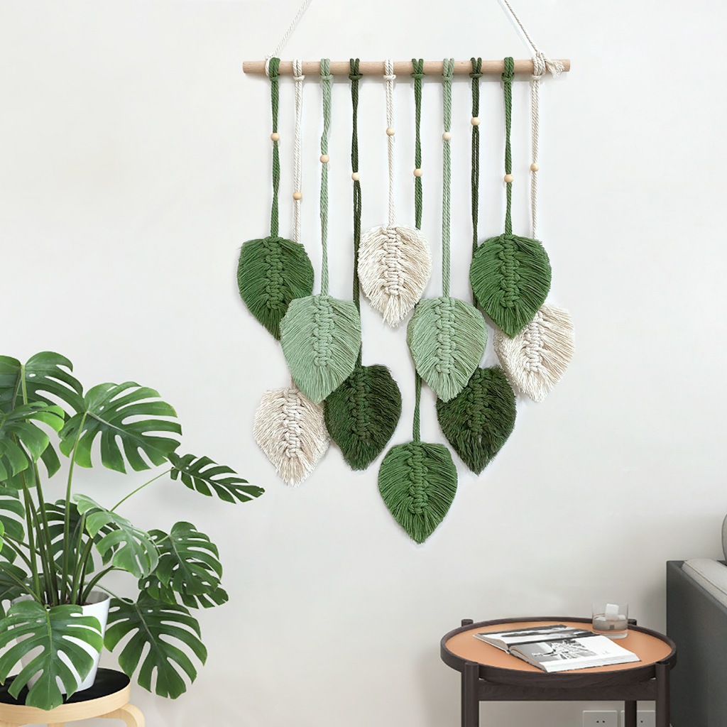 Leaves Wall tapestry - Fake Greenery Leaves Handmade Woven Wall Hanging ...