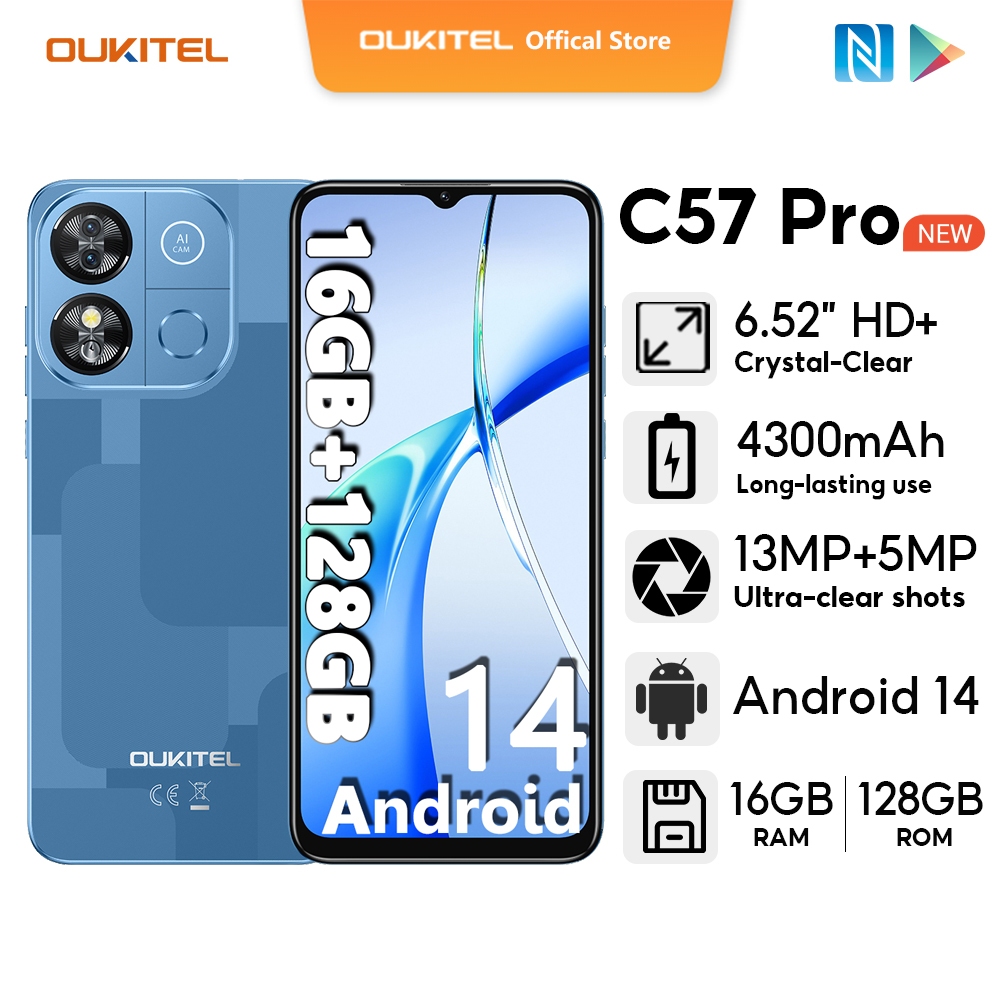 OUKITEL C57 PRO Android 14 16GB+128GB 6.52inch HD Display Mobile