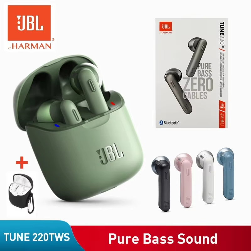 100 Original JBL Tune 220TWS Bluetooth Earphones Wireless Earbuds with Stereo Mic JBL T220 TWS sports Headset witn free Cover Shopee Singapore