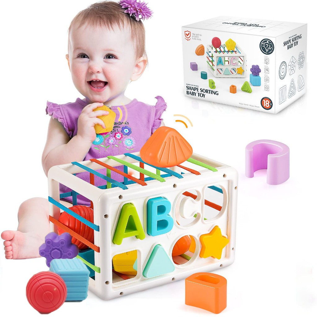 Montessori Baby Toys for Year Old Boy Girl Gifts, Shape Sorter