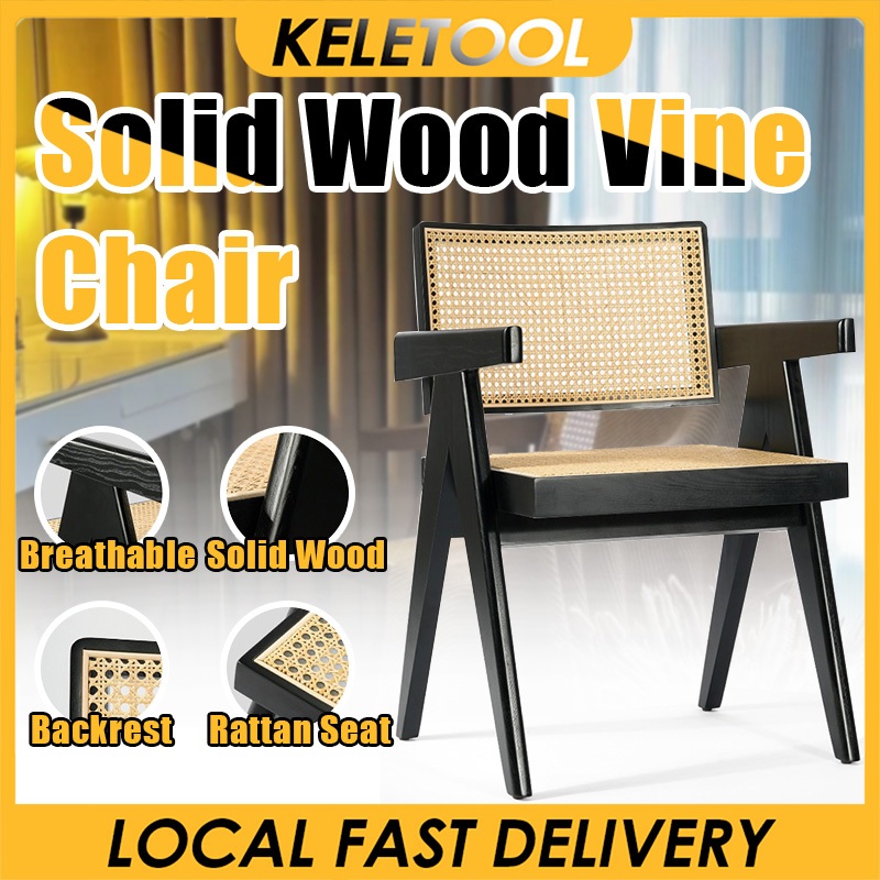 Retro Rattan Dining Chair Comfy Armchairs Nordic Leisure Chair Outdoor ...