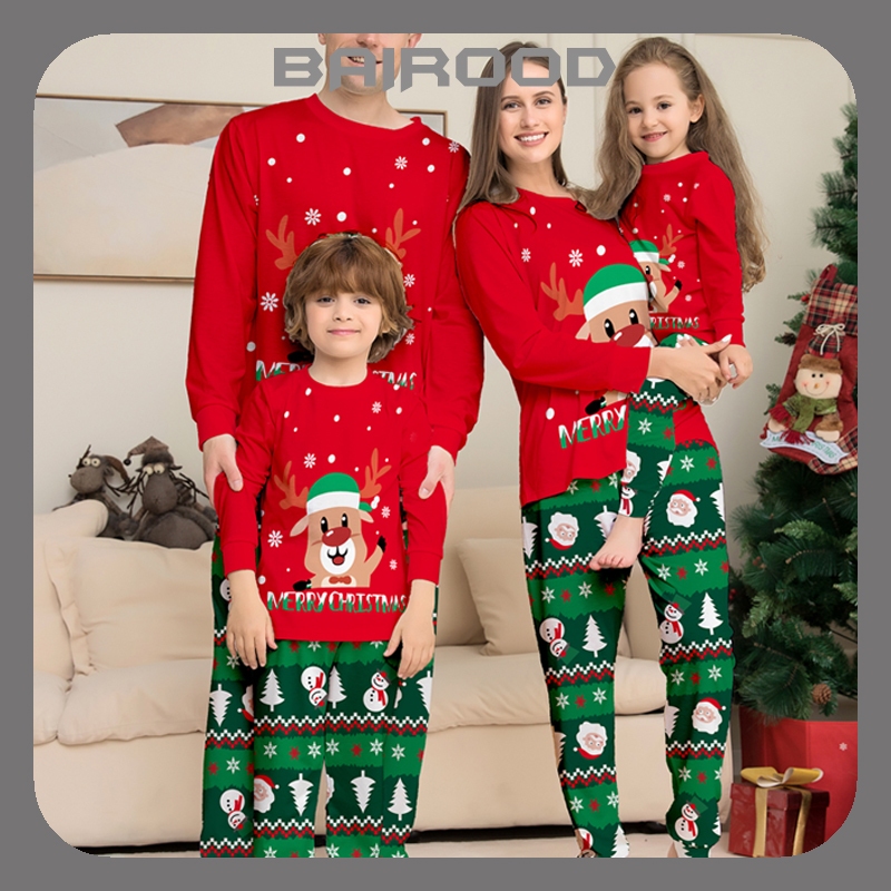 New 2025 Merry Christmas Print Women Men Boys Girls Pajamas Set Matchig Family Outfits Soft Cute Homewear 2 Pieces Suit Pyjamas Green Red Shopee Singapore