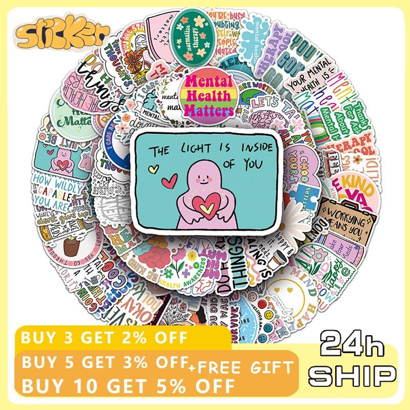 100Pcs Mental Health Sticker For Phone Cup Bottle Luggage Laptop Fridge ...