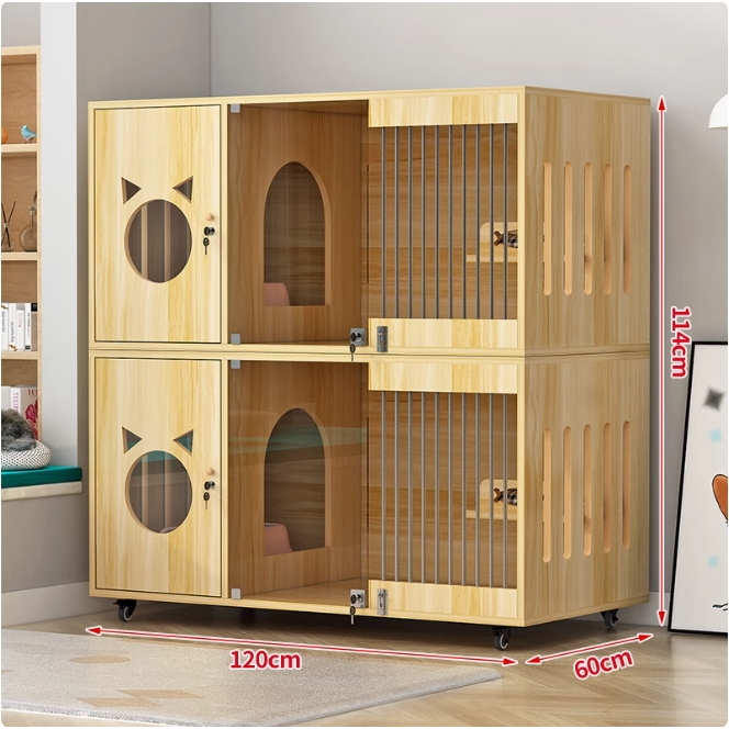 LRJ Cat Villa Cat Carrier Pet Carrier pet Cage Cat House Pet Carrier Solid Wood Villa Cage Multi layer Cabinet Cat Breeding Pet House Shopee Singapore