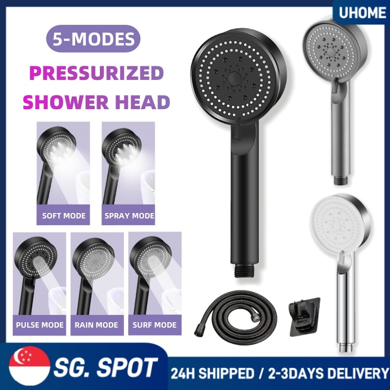 【SG READY STOCK】5 Modes High Pressure Handheld Shower Head One Button ...