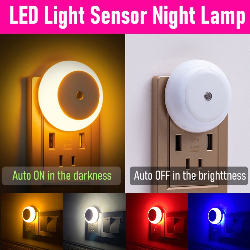 2025 New LED Light Sensor Night Lights Round Light Control Plug in ...