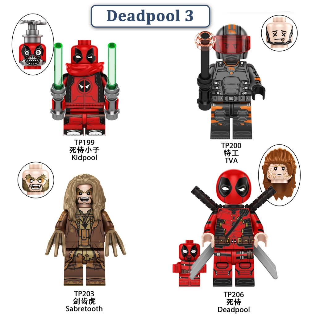 Kidpool Building TVA Blocks Deadpool Figures Sabretooth Toy Minifigures ...