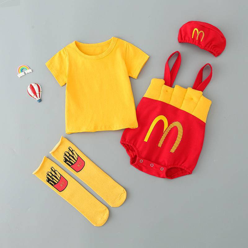 Newborn Baby Clothes MCDO French Fries Cosplay Costume Halloween McDonald  Clothes Christmas Boys Girls Rompers Kids Costume For Girl Thanksgiving 0-3 