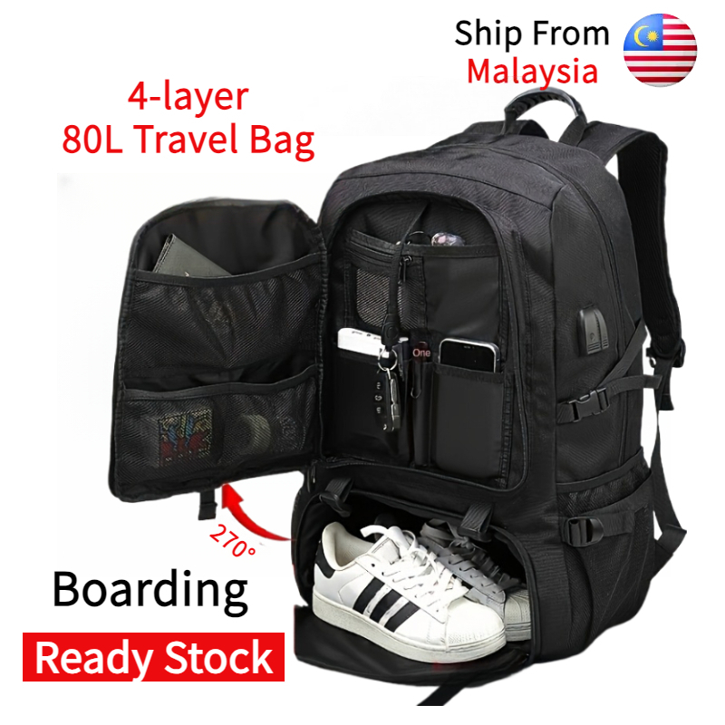 Ready Stock 50-80L Travel Bagpack man Expandable Sports backpack 17/18 ...