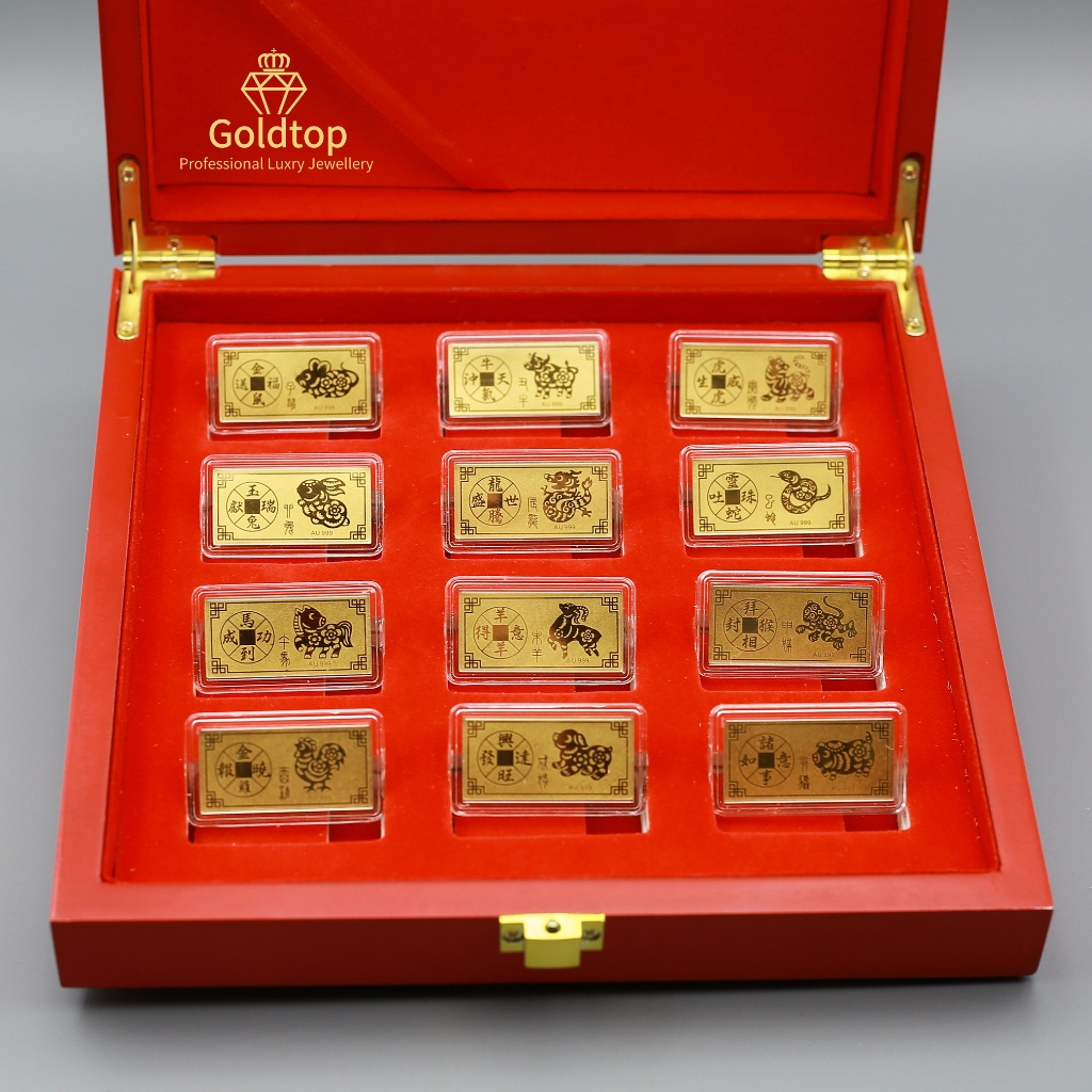 【Goldtop】Rare 12 Pcs Zodiac Signs Set Gold bar (1.20g) 999 Pure Gold ...