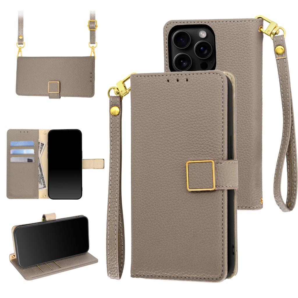 Étui Crossbody En Cuir Pour IPhone 11 à 16 Pro Max - Avec Lanière, Poche Carte, Anti-chocs - Neuf