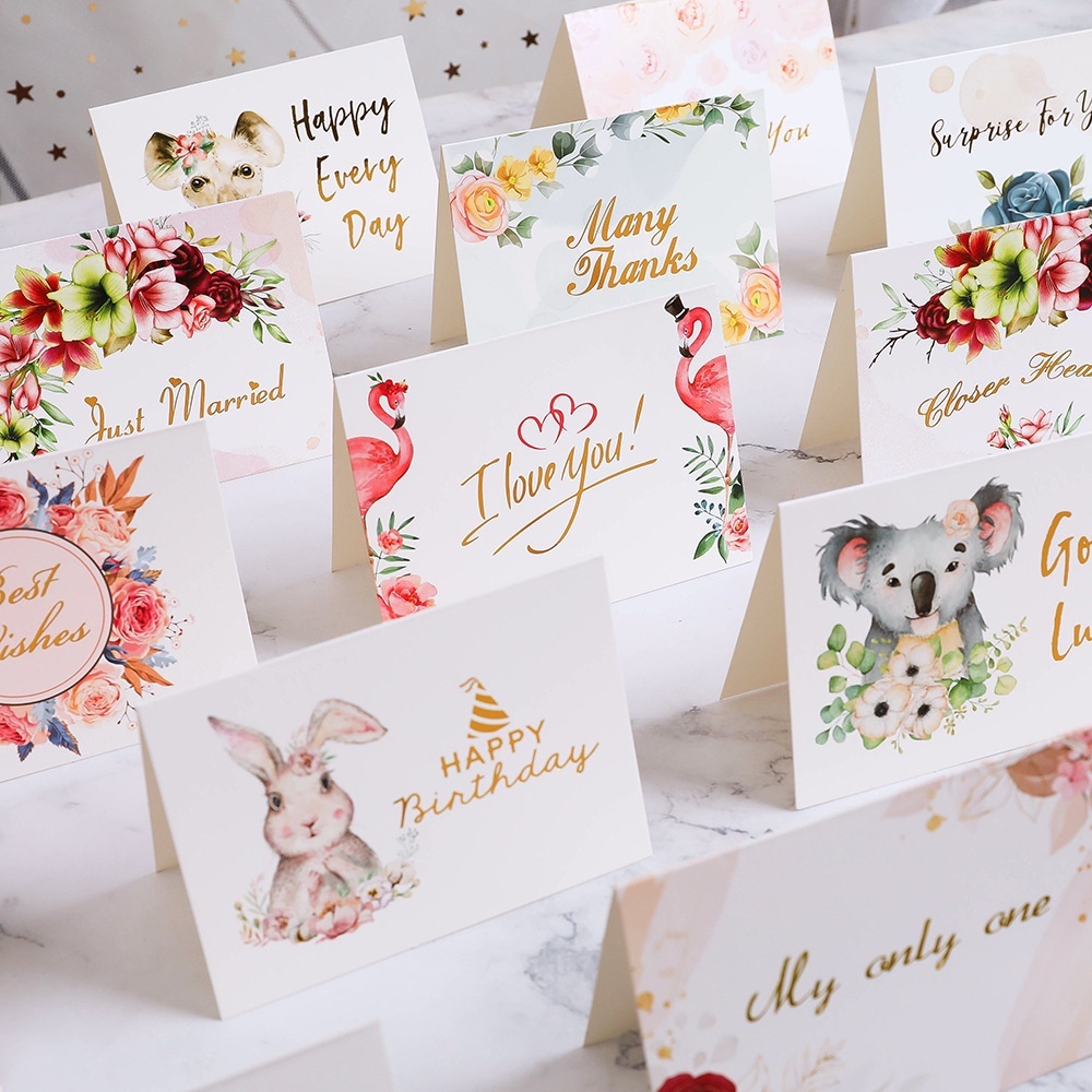 European style Flower Gilding Greeting cards Happy Birthday Valentine's ...