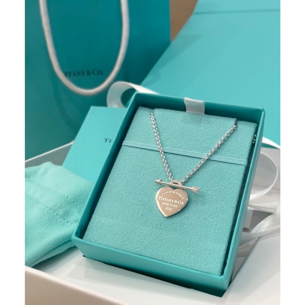 Tiffany 925 Sterling Silver Love Heart Arrow Necklace