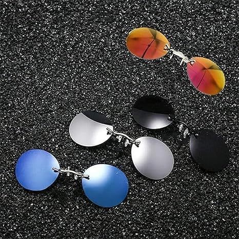 Three Color Retro Round Clip On Nose Glasses, Fashion Clip on Sunglasses, 2025 New Rimless ...