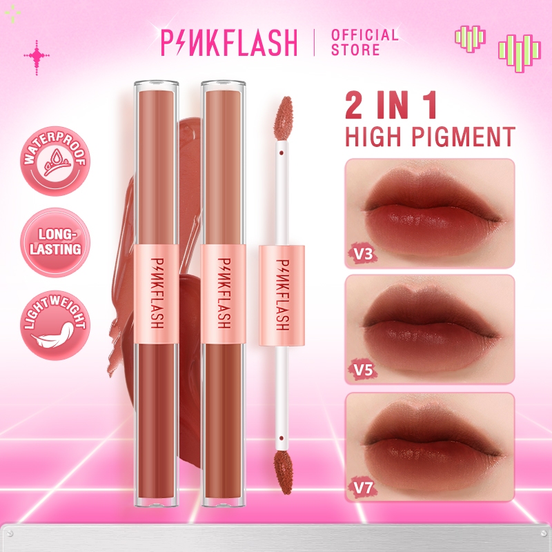 PINKFLASH 2 In 1 Dual-ended Liquid Matte Lipstick Velvet Liptint ...