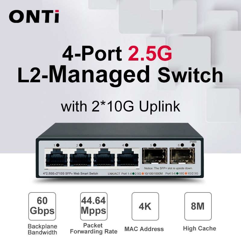 ONTi 6-Port Smart Managed Switch 2 10G SFP+Slot And 4 2.5Gbps RJ45 ...