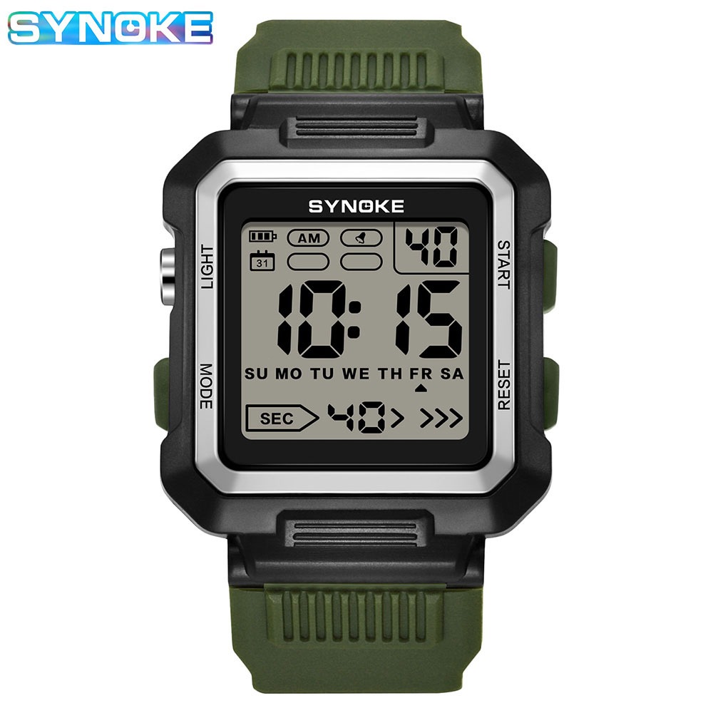 SYNOKE Men Watch Square Large Screen Sports Fashion Luxury Casual Waterproof Digital Watch Shopee Singapore