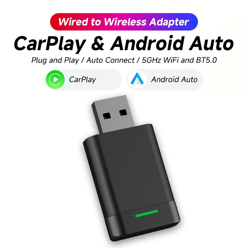 Wireless Carplay Android Auto Adapter 2 in 1 Mini Box Plug&Play CarPlay ...