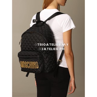 MOSCHINO Large Black Quilted Backpack With Logo plaque 3Color Shopee Singapore