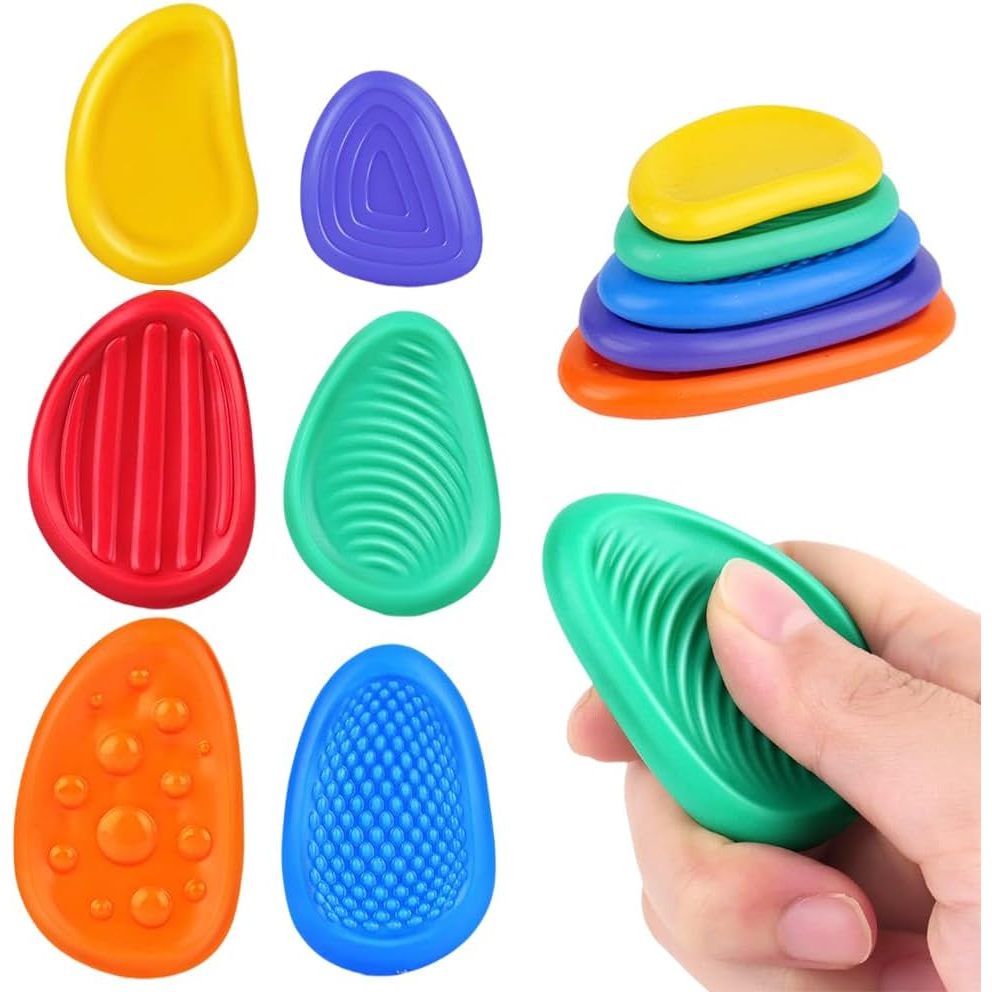 Fidget Toys Worry Stones for Kids 6PCS Soft Texture Shapes Sensory Toys ...