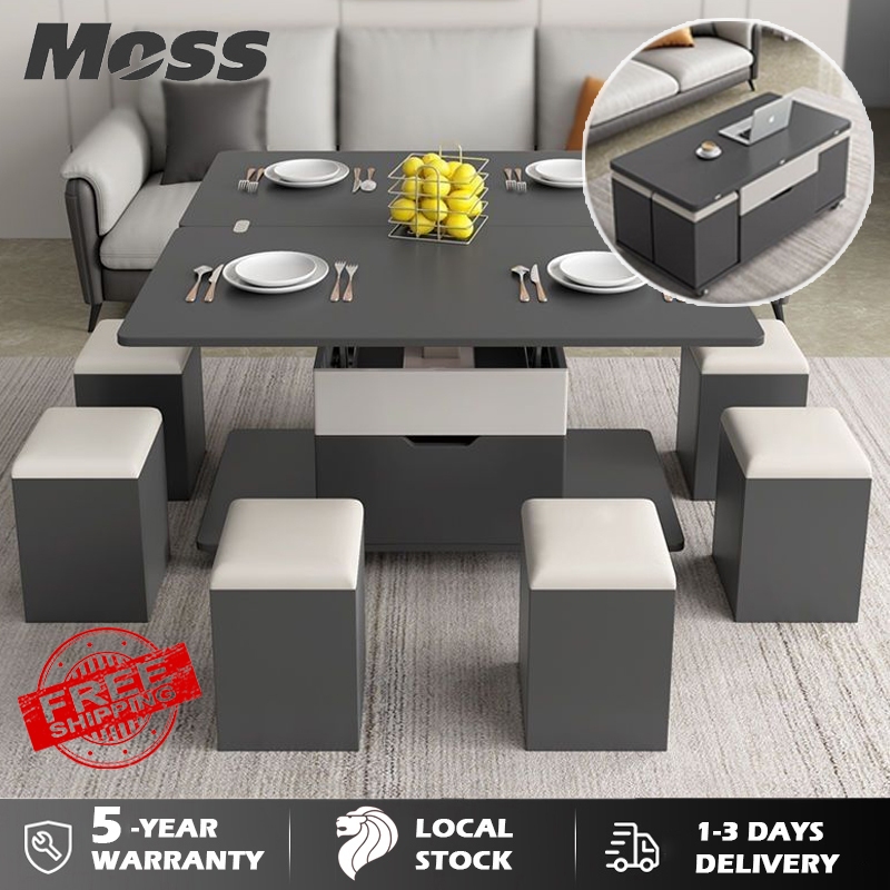 Coffee Table Set With Stool Multifunctional Foldable Coffee Table ...
