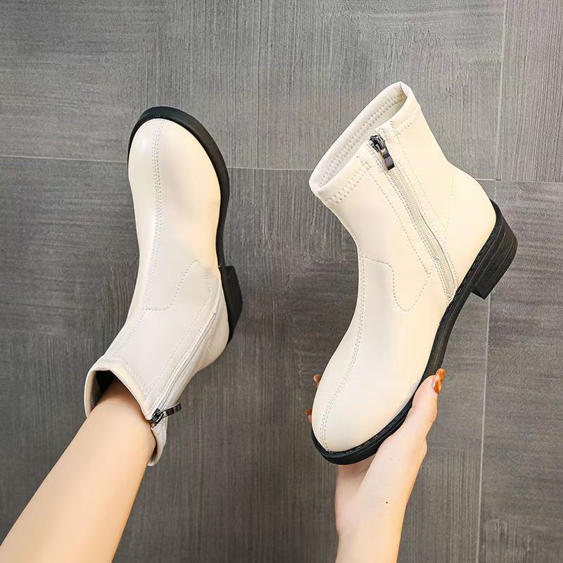 2024 Autumn New Retro Soft Leather Chunky Heel Martin Boots Riveted Short Boots Low Heel Women s Short Boots High Top Leather Boots Shopee Singapore