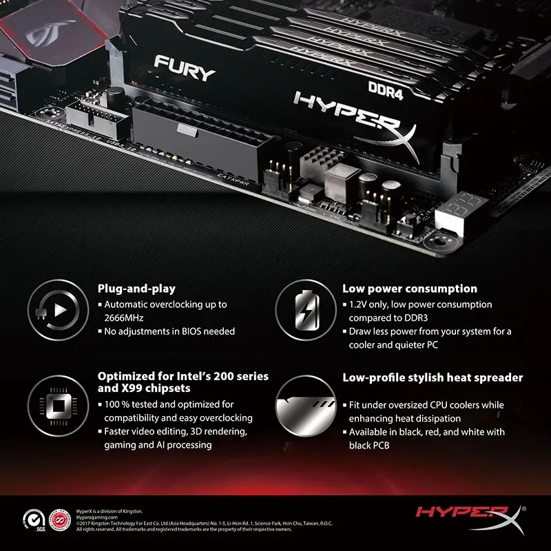 Kingston HyperX FURY DDR4 16GB 8GB 4GB 3200MHz 2666MHz 2400MHz