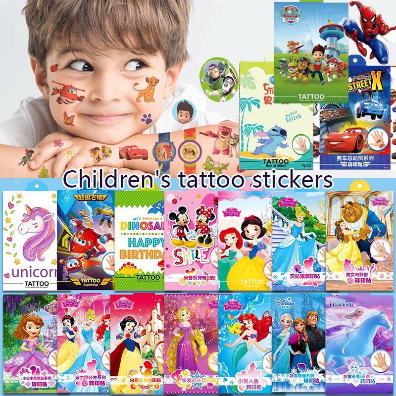 4pcs/Set Kids Tattoo Stickers Cute Children Birthday Gift Cartoon Puffy ...