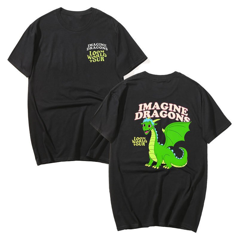 Imagine Dragons Loom World Tour 2024 T Shirt Rock Band Cartoon