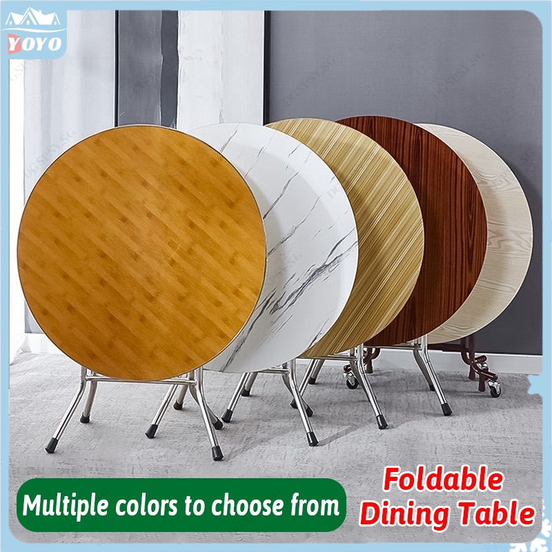 Folding dining table household simple foldable small house rental house ...