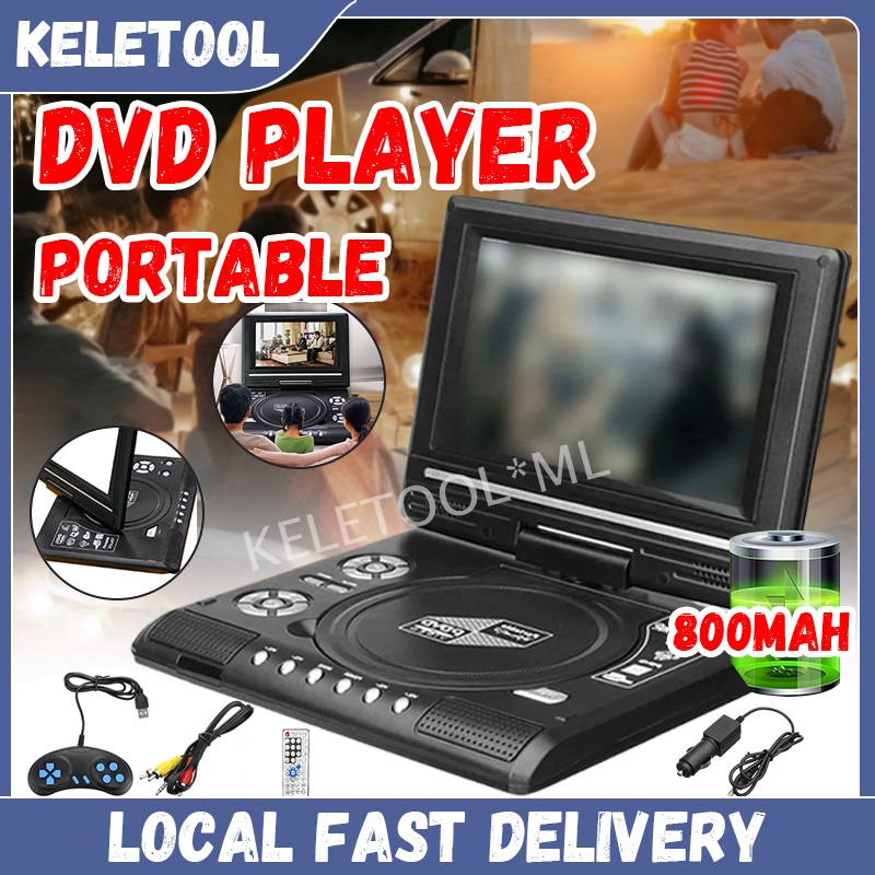7.8 Inch Swivel HD Screen Portable DVD Player Rechargeable Viewer Home ...