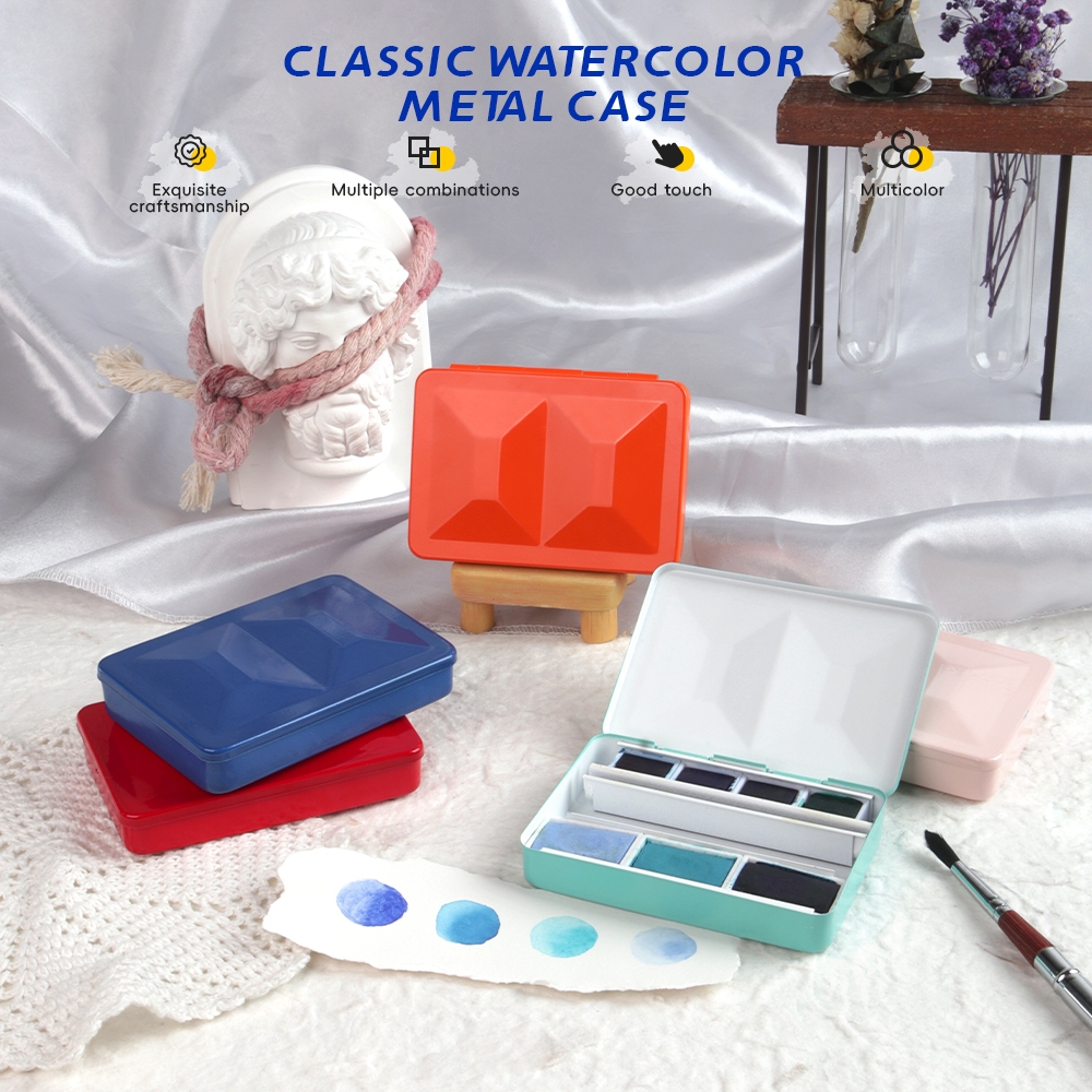 SeamiArt Portable Classic Watercolor Metal Case Small Size Painting Box ...