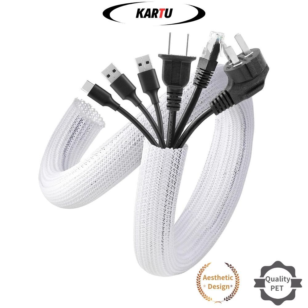 【White 10mm D】Cable Management Sleeves Split Cord Protector Wire Loom ...