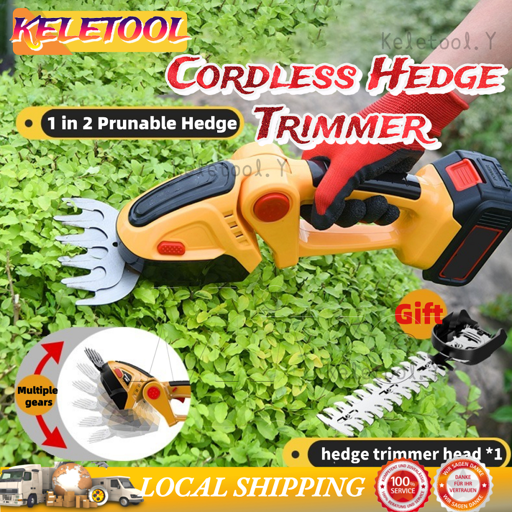 2 in1 Cordless Grass Hedge Trimmer Cutter Electric Plant Cutting ...