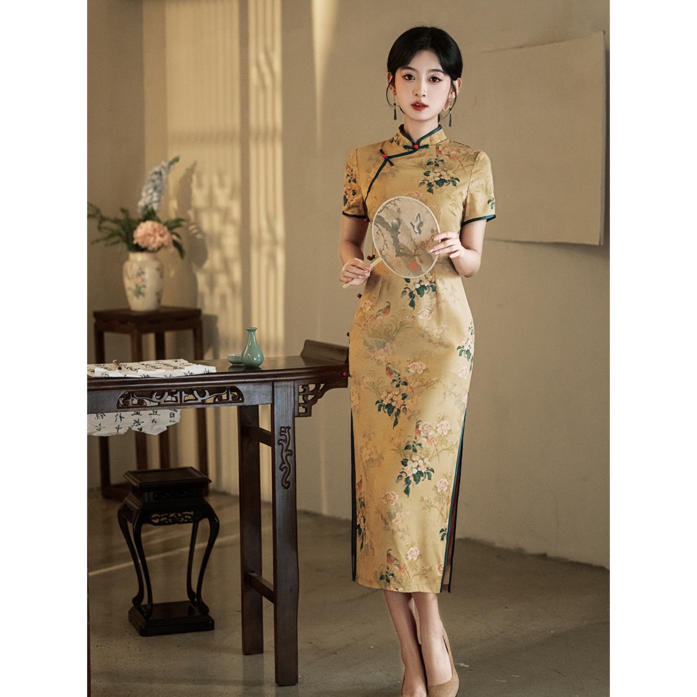 elegant plain dress Elegant Lady's Choice, Chinese Cheongsam Qipao Dress – YURU CHINA main image 0