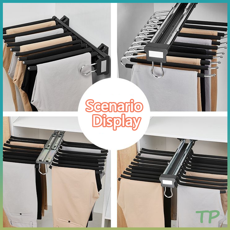 TP Pants rack retractable wardrobe push-pull multifunctional side ...