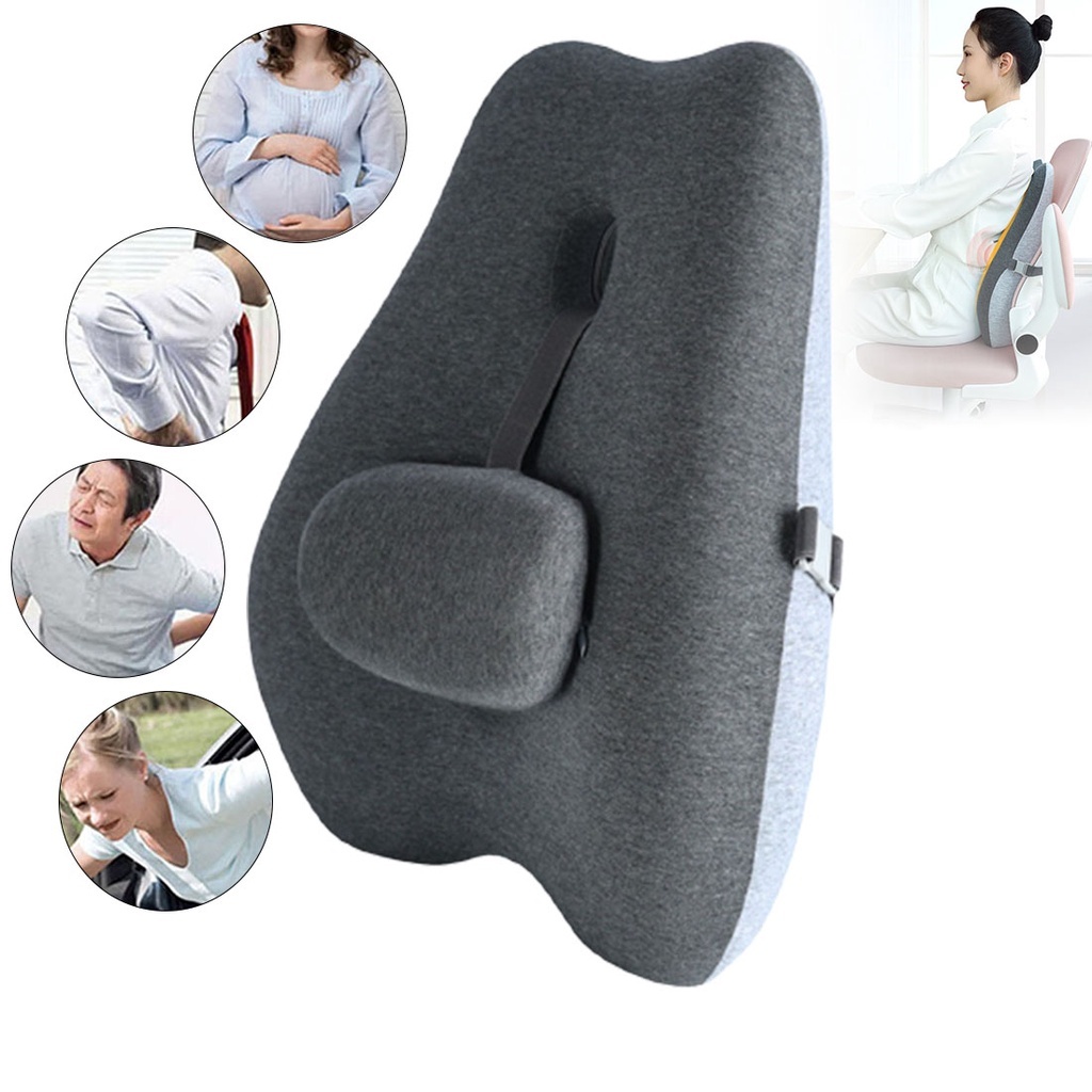 JAERSENT office Lumbar Waist protection Backrest cushion chair Lumbar pillow Lumbar bolster Memory Foam Back Cushion for Back Pain Relief with