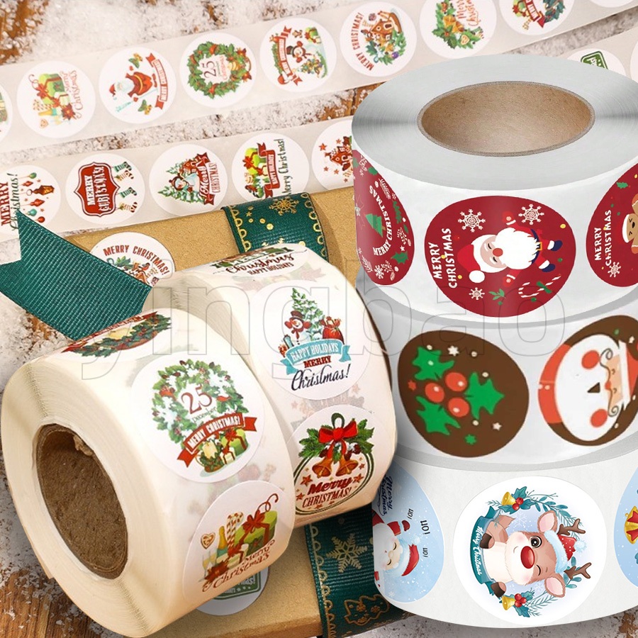 500 Pieces/1pcs sticker Christmas Roll Stickers 2.5cm Winter Holiday ...