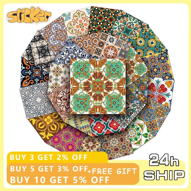 50pcs Retro Tile Series Graffiti Stickers for Helmet Desktop Wall ...