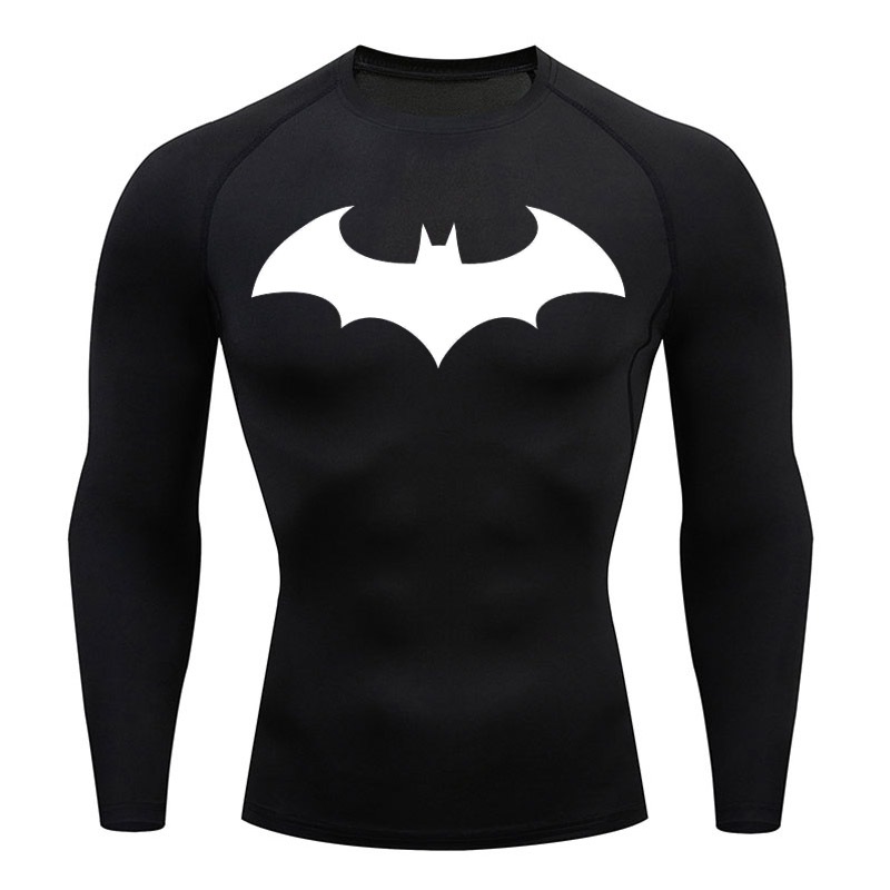 Gym T shirt Mens Compression Long Sleeve Shirt Sun Protection Base Layer Workout Skin Bodybuilding T shirt Batman Shopee Singapore