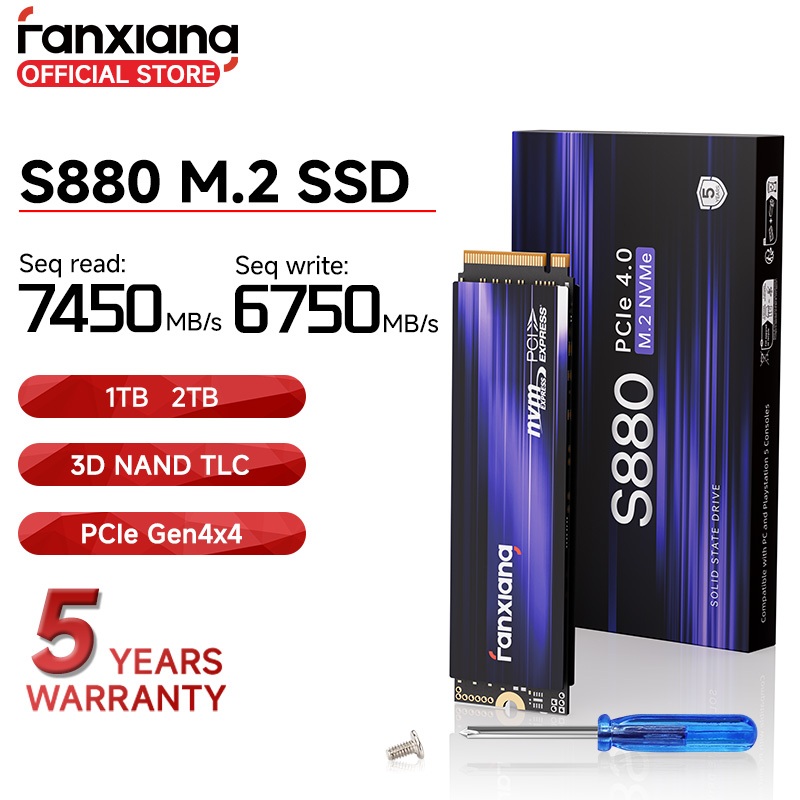Fanxiang S880 SSD M.2 2280 NVME PCIe Gen4x4 Read 7300MB/s Internal