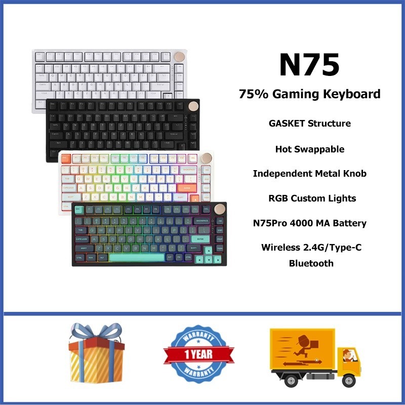 VGN N75 Wireless Mechanical Keyboard 75% GASKET RGB Hot Swappable ...
