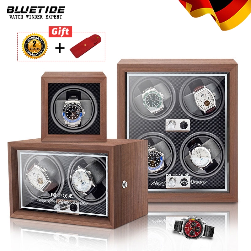 BLUETIDE watch winder box automatic for 1 2 4 Slot wooden watches storage box With Mabuchi Moto Shopee Singapore