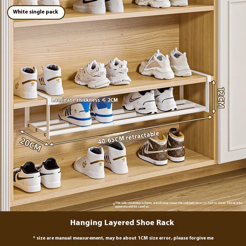 Layered shoe rack household telescopic shoe cabinet layered partition ...