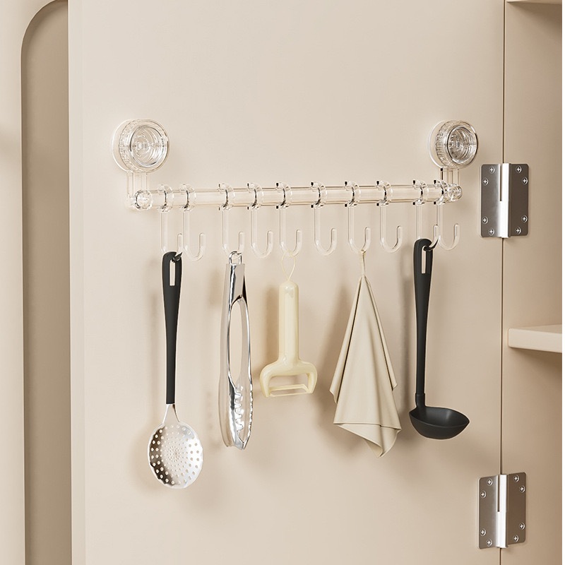 Suction Cup Kitchen Hanging Rack with Hooks No Punching Wall Mounted ...