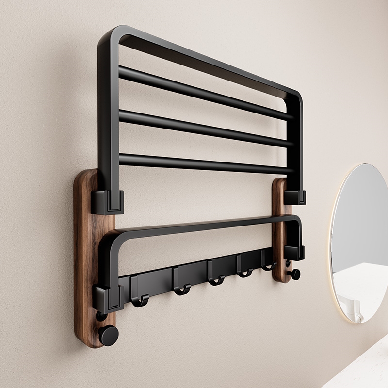 [SG Seller]LooToo Wood Foldable Bath Towel Rack Shower Storage Rack ...