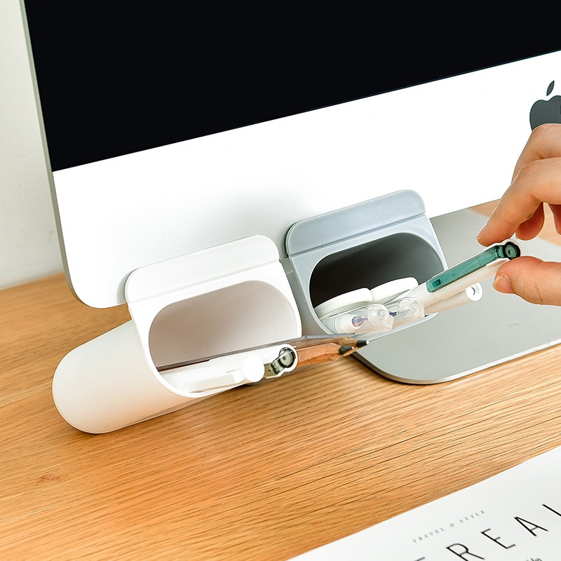 Desktop Computer Monitor Auxiliary Pen Holder Storage Box Desk Paste ...