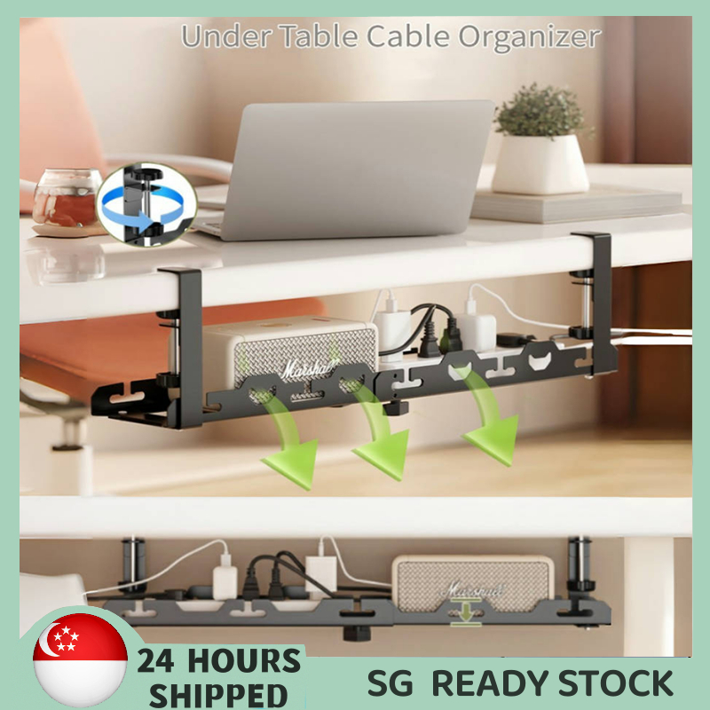 【SG READY STOCK】Extendable Under Desk Cable Management Metal Cable Tray ...